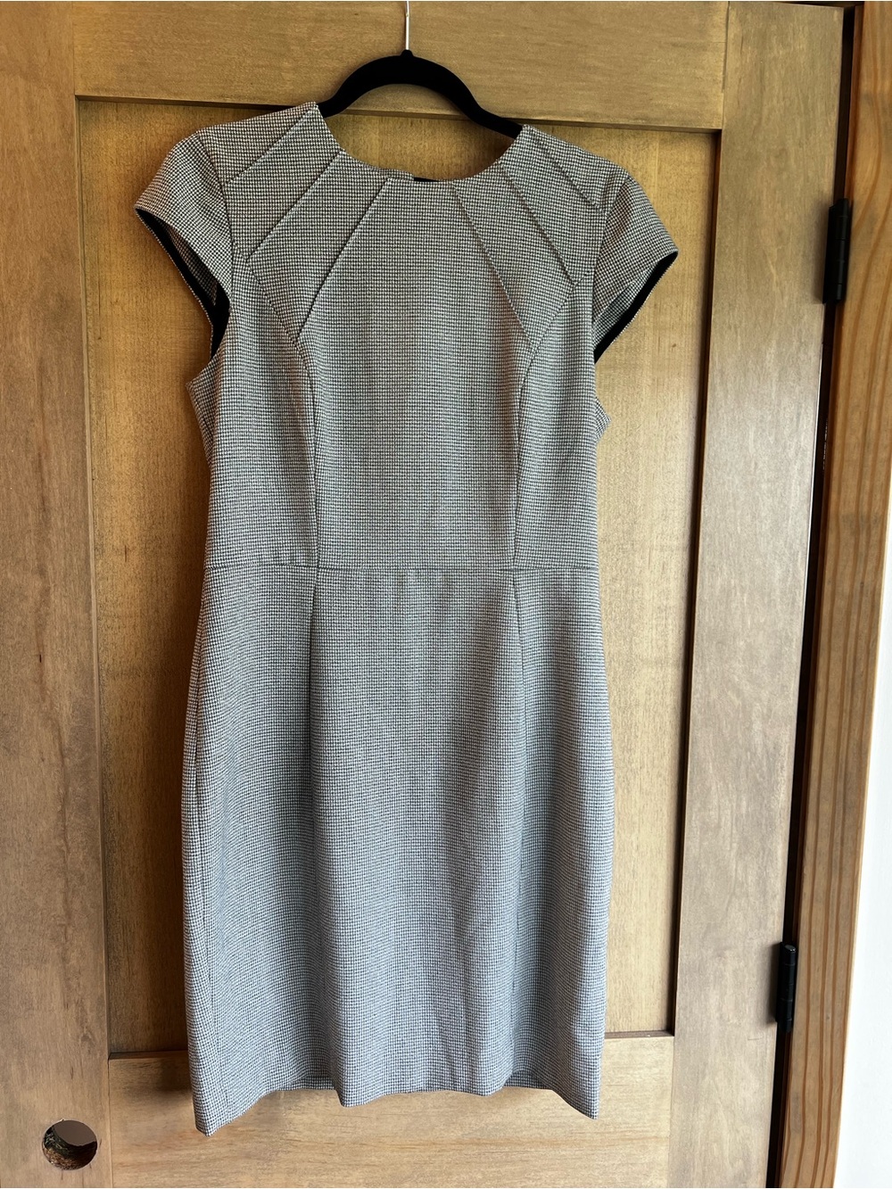 H&M Gray Cap-Sleeve Midi Sheath Dress